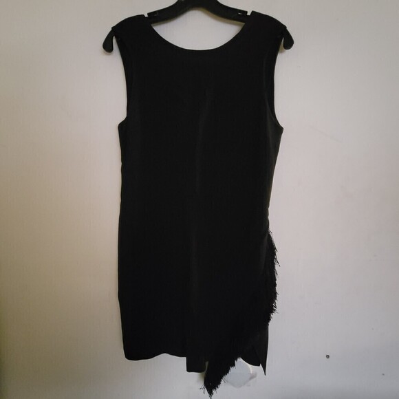 A.L.C. Black Lottman Fringe Shift Asymmetric Sleeveless Mini Cocktail Dress Sz 8 - Picture 4 of 12